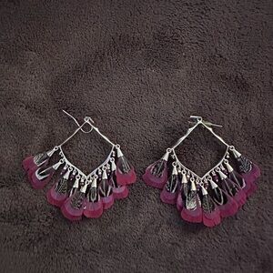 Elegant Purple and gold Dangle Earrings